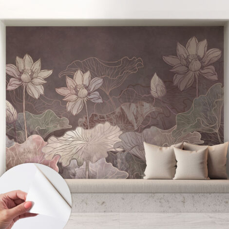 Carta da parati adesiva - fotomurale - facile da applicare - per la soggiorno - camera da letto - Botanica tranquilla 208x146 cm (1/5)