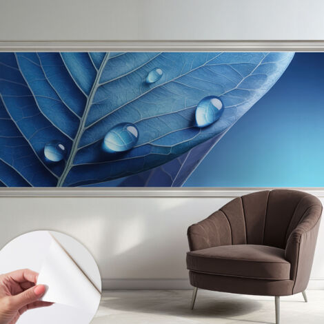 Carta da parati adesiva - fotomurale - facile da applicare - per la soggiorno - camera da letto - Foglia blu 250x104 cm (1/5)