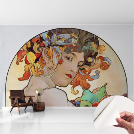Carta da parati autoadesiva - fotomurale - alta qualità - per la cucina - camera da letto - Art Nouveau colorata 416x254 cm (1/5)