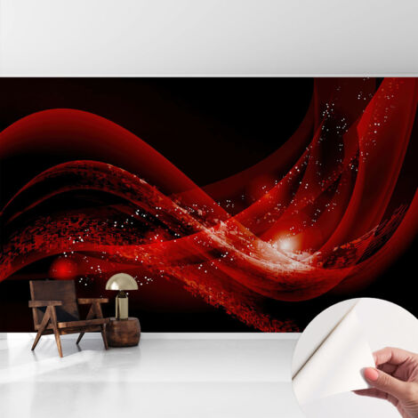 Carta da parati autoadesiva - Fotomurale adesivo - design elegante - stile moderno - Vortice rosso 416x254 cm (1/5)