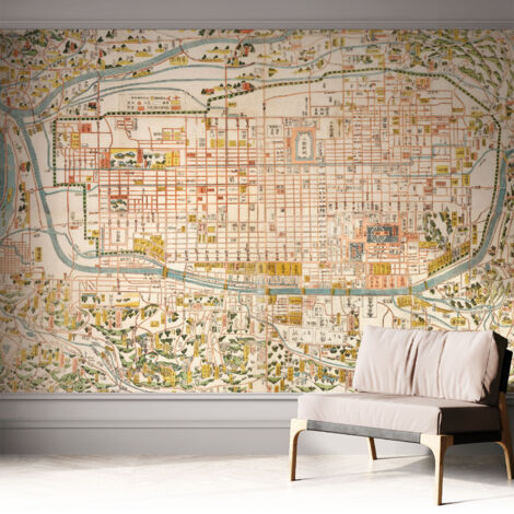 Carta da parati autoadesiva - fotomurale - decorazione parete - stile elegante - decorazione casa - Mappa antica 312x219 cm (1/5)