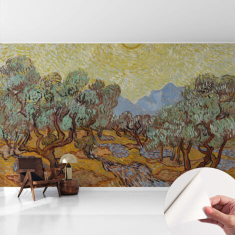 Fotomurale adesivo - murale da parete - Carta da parati autoadesiva - design parete moderno - Alberi di ulivo 416x254 cm (1/5)