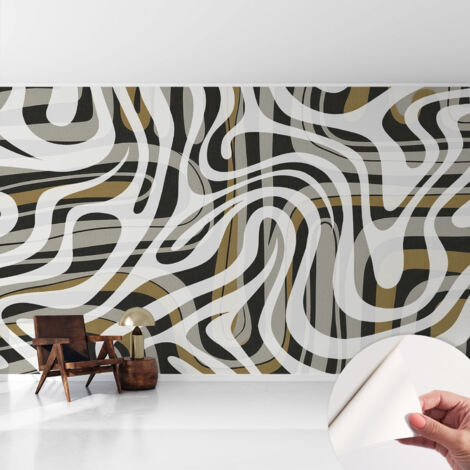 Carta da parati adesiva - lavabile - decorazione murale - per cucina - pellicola decorativa Linee astratte 416x254 cm (1/5)