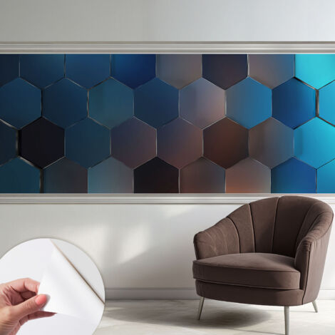 Carta da parati adesiva - lavabile - decorazione murale - per cucina - pellicola decorativa Esagoni blu 250x104 cm (1/5)