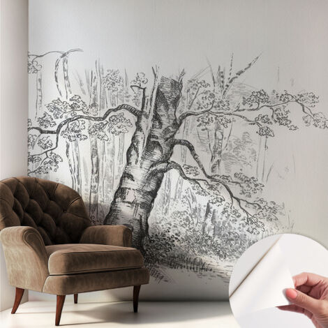 Carta da parati autoadesiva - fotomurale - alta qualità - per la cucina - camera da letto - Albero della foresta 250x250 cm (1/5)