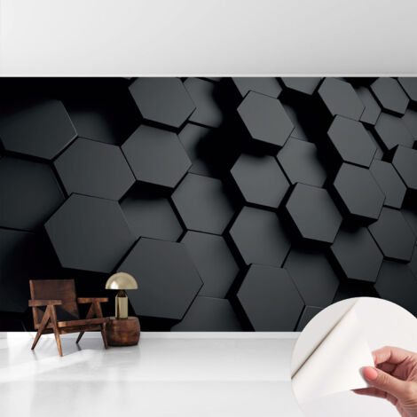 Carta da parati autoadesiva - fotomurale - decorazione parete - stile elegante - decorazione casa - Esagoni 3D 416x254 cm (1/5)