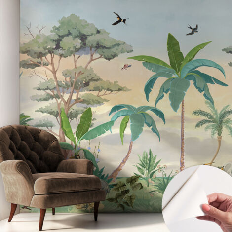Carta da parati adesiva - fotomurale - facile da applicare - per la soggiorno - camera da letto - Flora esotica 250x250 cm (1/5)