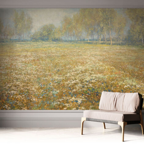 Carta da parati adesiva - fotomurale - facile da applicare - per la soggiorno - camera da letto - Campo in fiore 312x219 cm (1/5)