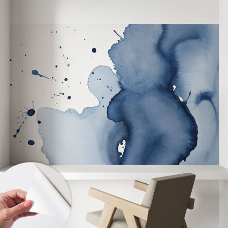 Carta da parati autoadesiva - fotomurale - decorazione parete - stile elegante - decorazione casa - Spruzzi blu scuro 104x70 cm (1/5)