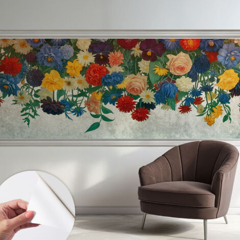 Fotomurale adesivo stickers - murali decorativo - soggiorno moderno - effetto realistico - Fiori colorati 250x104 cm (1/5)