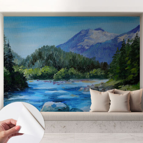 Fotomurale adesivo stickers - murali decorativo - soggiorno moderno - effetto realistico - Scenario montano 208x146 cm (1/5)