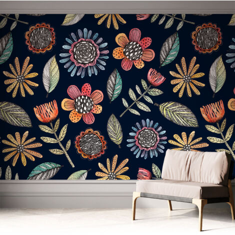Carta da parati adesiva - lavabile - decorazione murale - per cucina - pellicola decorativa Mosaico floreale 312x219 cm (1/5)