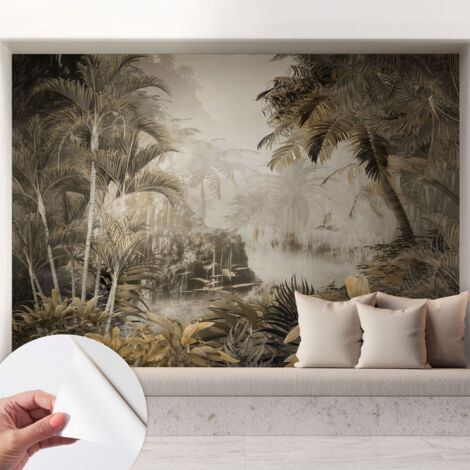 Carta da parati adesiva - fotomurale - facile da applicare - per la soggiorno - camera da letto - Foresta tropicale 208x146 cm (1/5)