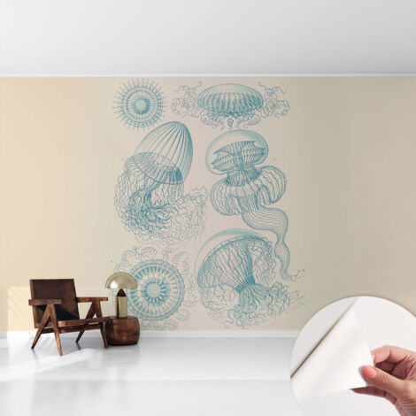 Carta da parati autoadesiva moderna - fotomurale - lavabile - ufficio - design moderno - Meduse marine 416x254 cm (1/5)