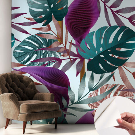 Fotomurale adesivo stickers - murali decorativo - soggiorno moderno - effetto realistico - Composizione tropicale 250x250 cm (1/5)