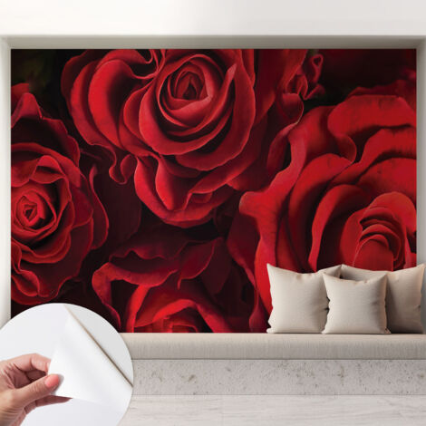 Carta da parati autoadesiva moderna - fotomurale - lavabile - ufficio - design moderno - Rose rosse 208x146 cm (1/5)