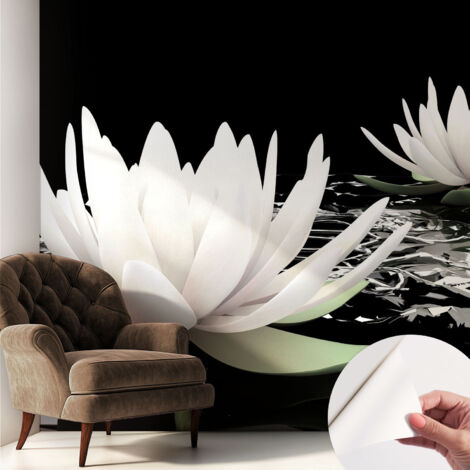 Carta da parati autoadesiva moderna - fotomurale - lavabile - ufficio - design moderno - Fiori d'acqua 250x250 cm (1/5)