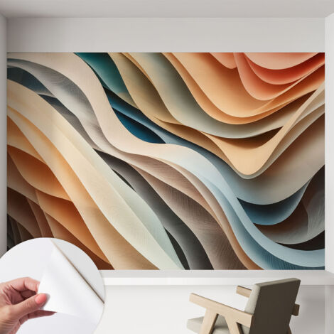 Fotomurale adesivo stickers - murali decorativo - soggiorno moderno - effetto realistico - Forme ondulate 152x104 cm (1/5)