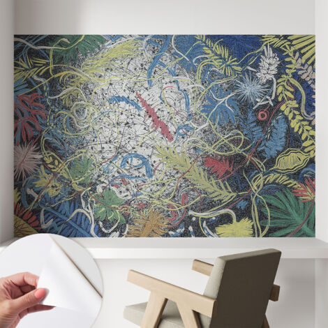 Carta da parati autoadesiva - fotomurale - decorazione parete - stile elegante - decorazione casa - Vortici vegetali 104x70 cm (1/5)