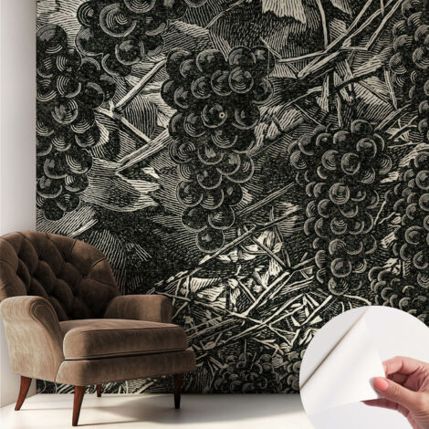 Carta da parati autoadesiva - Fotomurale adesivo - design elegante - stile moderno - Stampa a grappoli d'uva 250x250 cm (1/5)