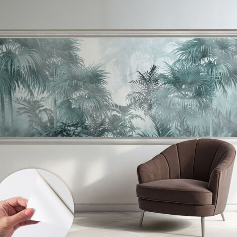 Carta da parati autoadesiva - Fotomurale adesivo - soggiorno moderno - resistente - Verde esotico 250x104 cm (1/5)