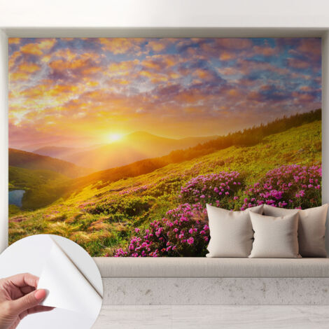 Carta da parati autoadesiva - fotomurale - alta qualità - per la cucina - camera da letto - Tramonto in montagna 208x146 cm