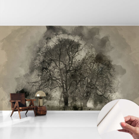 Carta da parati adesiva - fotomurale - facile da applicare - per la soggiorno - camera da letto - Alberi misteriosi 416x254 cm (1/5)