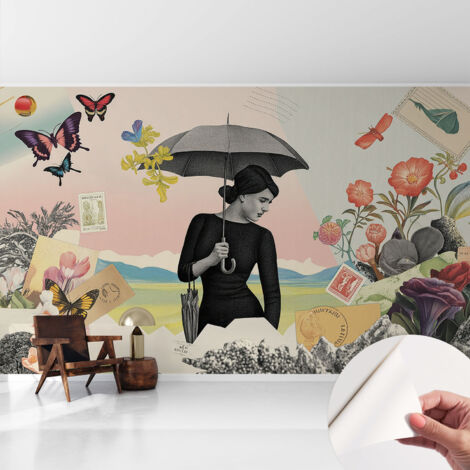 Carta da parati autoadesiva - fotomurale - decorazione parete - stile elegante - decorazione casa - Collage romantico 416x254 cm (1/5)