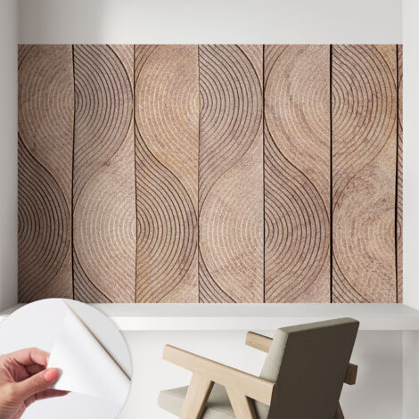 Fotomurale adesivo - Carta da parati adesiva - per la cucina camera da letto per la soggiorno - Onde di legno 104x70 cm (1/5)