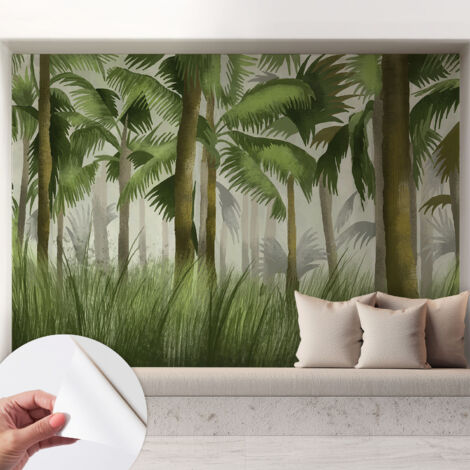 Carta da parati autoadesiva - impermeabile - murale da parete - decorazione murale - Foresta tropicale 208x146 cm (1/5)