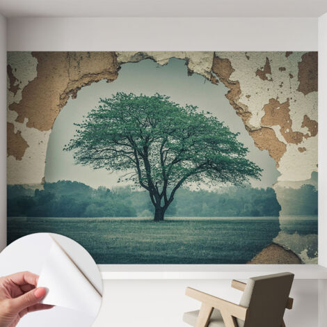Carta da parati autoadesiva - fotomurale - alta qualità - per la cucina - camera da letto - Albero solitario 152x104 cm (1/5)