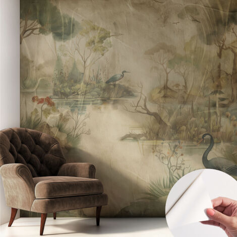 Carta da parati adesiva - fotomurale - facile da applicare - per la soggiorno - camera da letto - Scena boschiva 250x250 cm