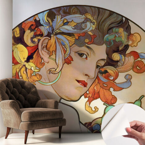 Carta da parati autoadesiva - fotomurale - alta qualità - per la cucina - camera da letto - Art Nouveau colorata 250x250 cm (1/5)