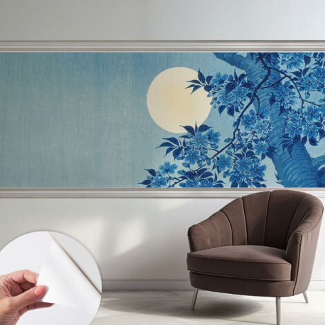 Carta da parati autoadesiva - impermeabile - murale da parete - decorazione murale - Luna floreale 250x104 cm (1/5)