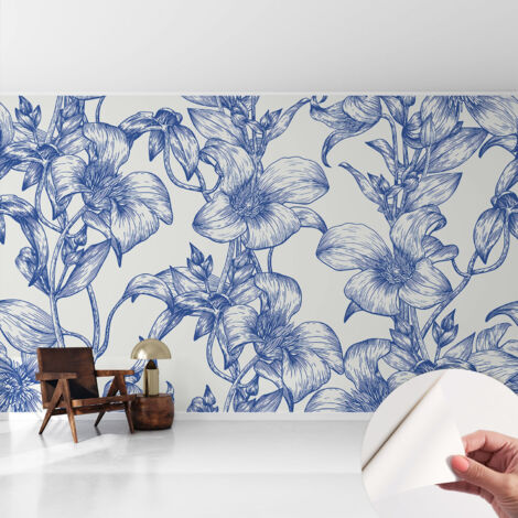 Carta da parati autoadesiva - Fotomurale adesivo - design elegante - stile moderno - Ramoscelli fioriti 416x254 cm (1/5)