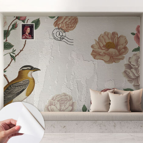 Fotomurale adesivo - murale da parete - Carta da parati autoadesiva - design parete moderno - Fiori vintage 208x146 cm (1/5)