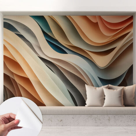 Fotomurale adesivo stickers - murali decorativo - soggiorno moderno - effetto realistico - Forme ondulate 208x146 cm (1/5)