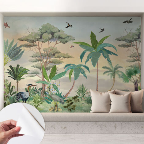 Fotomurale adesivo stickers - per camera da letto - per corridoio - decorazione casa moderna Flora esotica 208x146 cm (1/5)