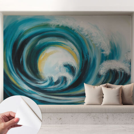 Carta da parati adesiva - fotomurale - facile da applicare - per la soggiorno - camera da letto - Onda marina 208x146 cm (1/5)