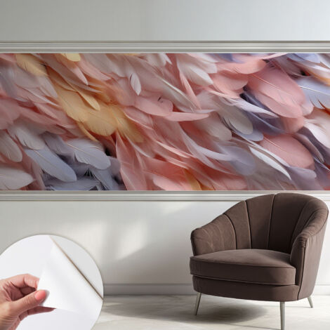 Carta da parati adesiva - fotomurale - facile da applicare - per la soggiorno - camera da letto - Piume pastello 250x104 cm (1/5)