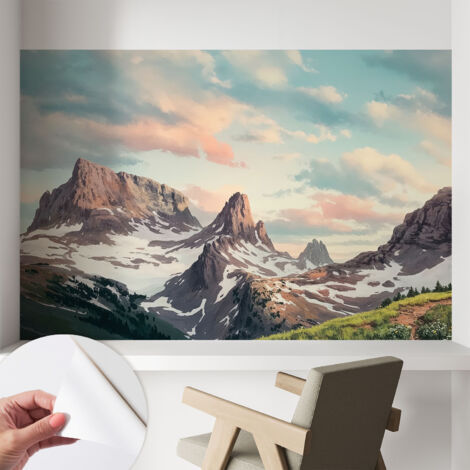 Fotomurale adesivo - murale da parete - Carta da parati autoadesiva - design parete moderno - Panorama montano 104x70 cm (1/5)