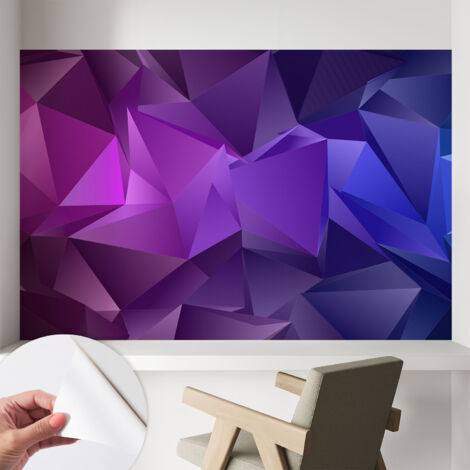 Carta da parati autoadesiva - fotomurale - decorazione parete - stile elegante - decorazione casa - Triangoli viola 104x70 cm