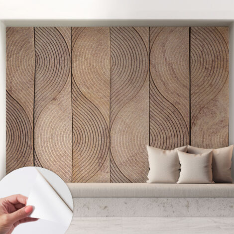 Carta da parati adesiva - lavabile - decorazione murale - per cucina - pellicola decorativa Onde di legno 208x146 cm