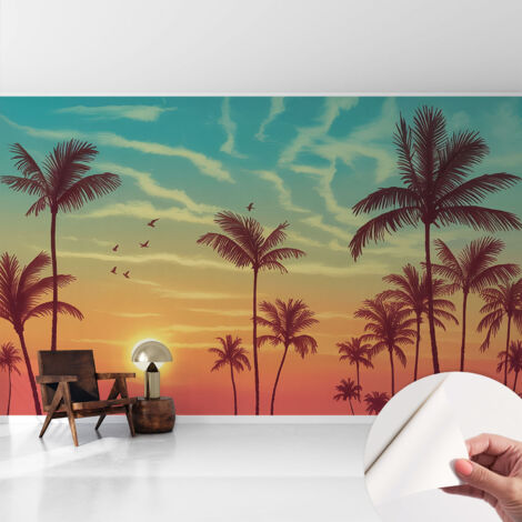 Carta da parati adesiva - fotomurale - facile da applicare - per la soggiorno - camera da letto - Paesaggio tropicale 416x254 cm (1/5)