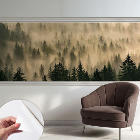 Carta da parati autoadesiva moderna - fotomurale - lavabile - ufficio - design moderno - Nebbia nella foresta 250x104 cm (1/5)