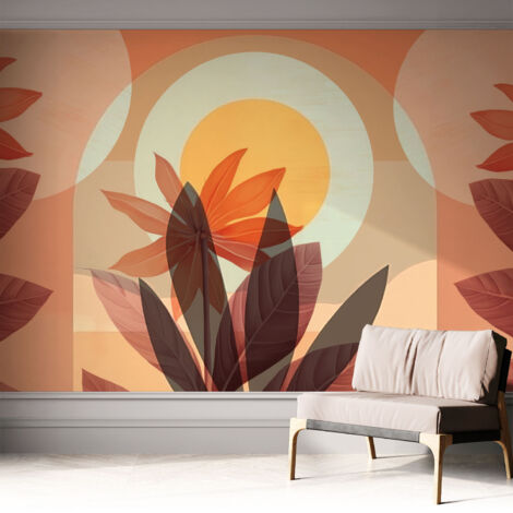 Carta da parati adesiva - lavabile - decorazione murale - per cucina - pellicola decorativa Astrazione floreale 312x219 cm (1/5)