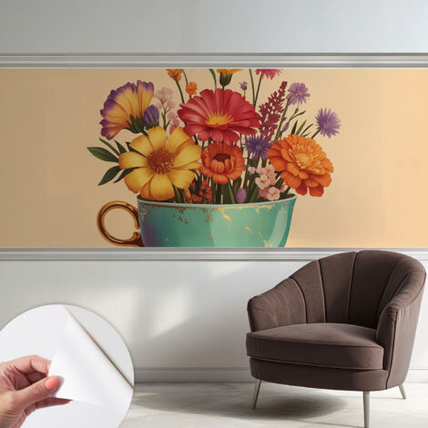 Fotomurale adesivo stickers - murali decorativo - soggiorno moderno - effetto realistico - Bouquet colorato 250x104 cm (1/5)