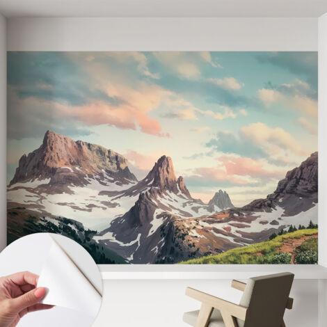 Carta da parati autoadesiva - Fotomurale adesivo - soggiorno moderno - resistente - Panorama montano 152x104 cm (1/5)