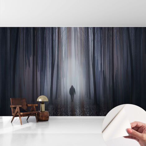 Carta da parati adesiva - fotomurale - facile da applicare - per la soggiorno - camera da letto - Silenzio della foresta 416x254 cm (1/5)