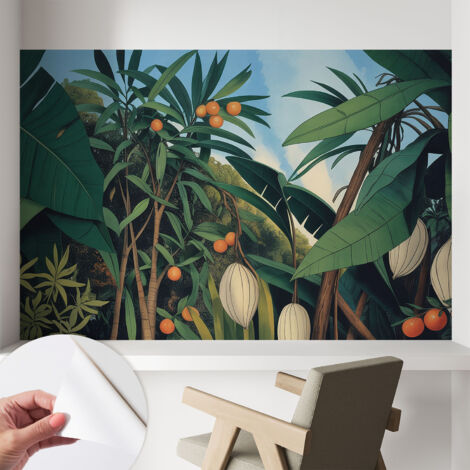 Carta da parati autoadesiva - fotomurale - decorazione parete - stile elegante - decorazione casa - Giungla tropicale 104x70 cm (1/5)
